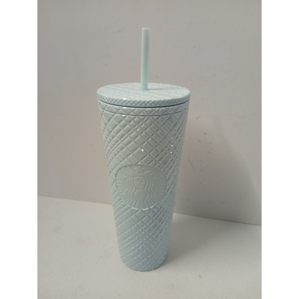 Starbucks 2021 Mint Soft Touch Tumbler Cold Cup 24oz Venti Matte Blue